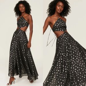 DELFI Collective Bella Gown Maxi Dress in Black Silver Size XS